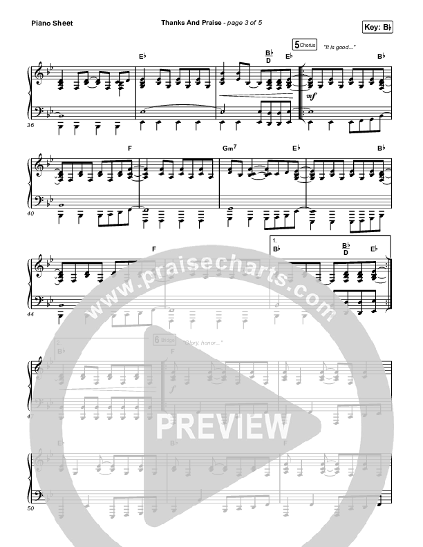 Thanks And Praise (Live) Piano Sheet (Songs From The Soil / Lucy Grimble / Philippa Hanna / Rich DiCas)