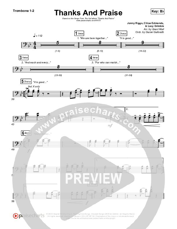 Thanks And Praise (Live) Trombone 1/2 (Songs From The Soil / Lucy Grimble / Philippa Hanna / Rich DiCas)