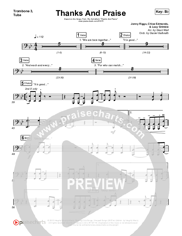 Thanks And Praise (Live) Trombone 3/Tuba (Songs From The Soil / Lucy Grimble / Philippa Hanna / Rich DiCas)