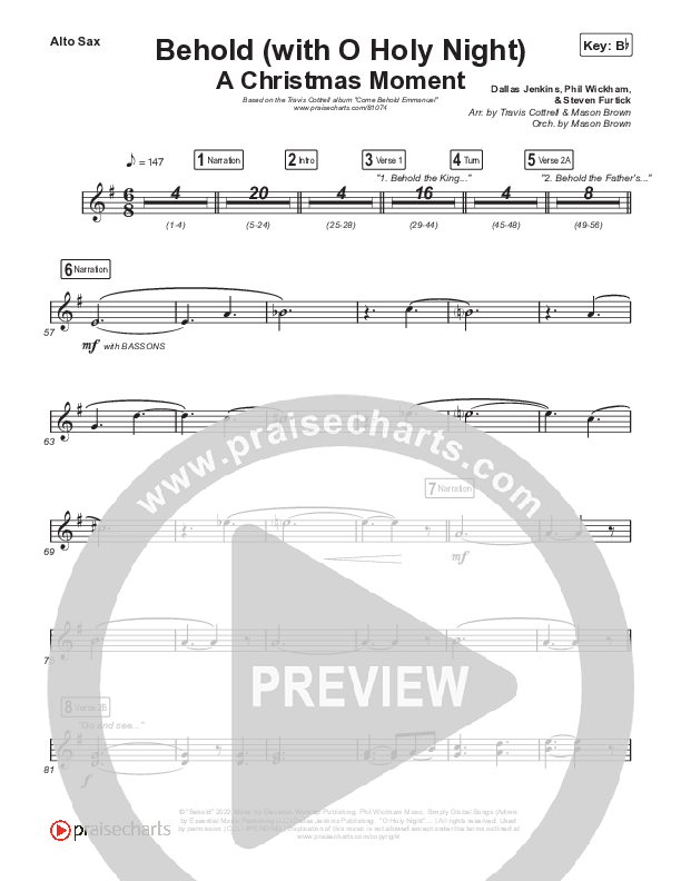 Behold (with O Holy Night) (A Christmas Moment) (Choral/SATB) Sax Pack (Travis Cottrell / Debbie Low / Orch. Mason Brown)