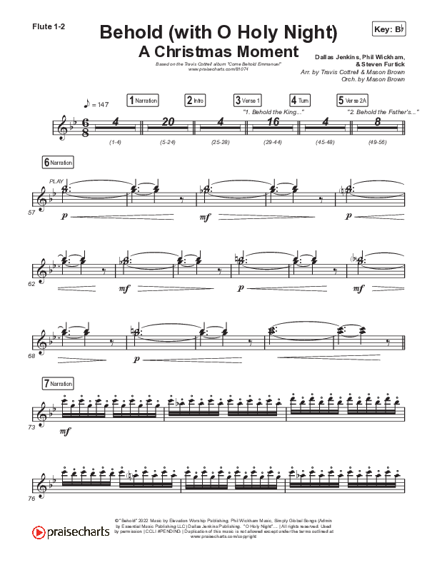 Behold (with O Holy Night) (A Christmas Moment) (Choral/SATB) Wind Pack (Travis Cottrell / Debbie Low / Orch. Mason Brown)
