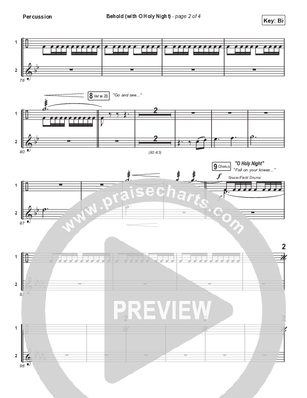 Behold (with O Holy Night) (A Christmas Moment) (Choral/SATB) Percussion (Travis Cottrell / Debbie Low / Orch. Mason Brown)