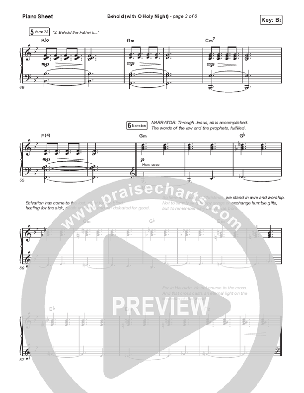 Behold (with O Holy Night) (A Christmas Moment) (Choral/SATB) Piano Sheet (Travis Cottrell / Debbie Low / Orch. Mason Brown)