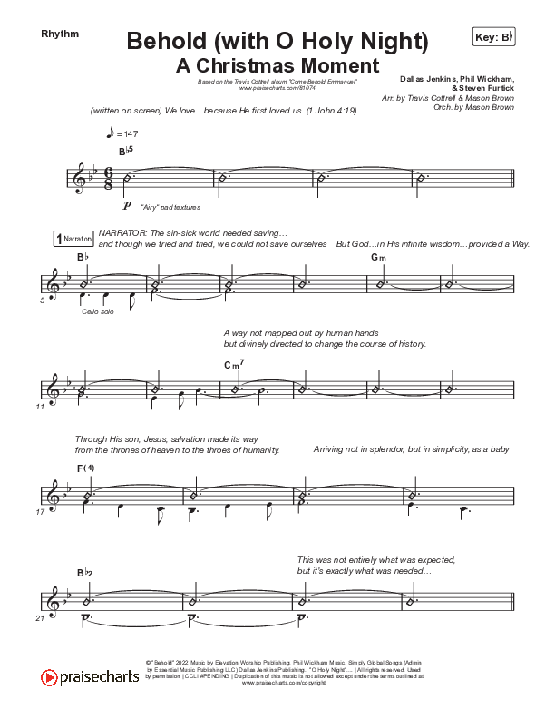 Behold (with O Holy Night) (A Christmas Moment) (Choral/SATB) Rhythm Pack (Travis Cottrell / Debbie Low / Orch. Mason Brown)