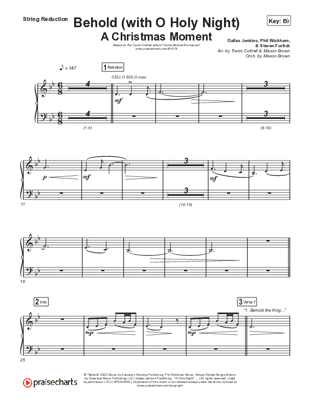 Behold (with O Holy Night) (A Christmas Moment) (Choral/SATB) String Reduction (Travis Cottrell / Debbie Low / Orch. Mason Brown)