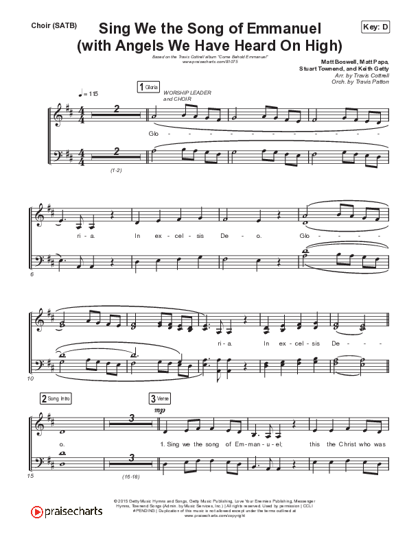 Sing We The Song Of Emmanuel (with Angels We Have Heard) Choir Sheet (SATB) (Travis Cottrell / Arr. Travis Cottrell / Orch. Travis Patton)