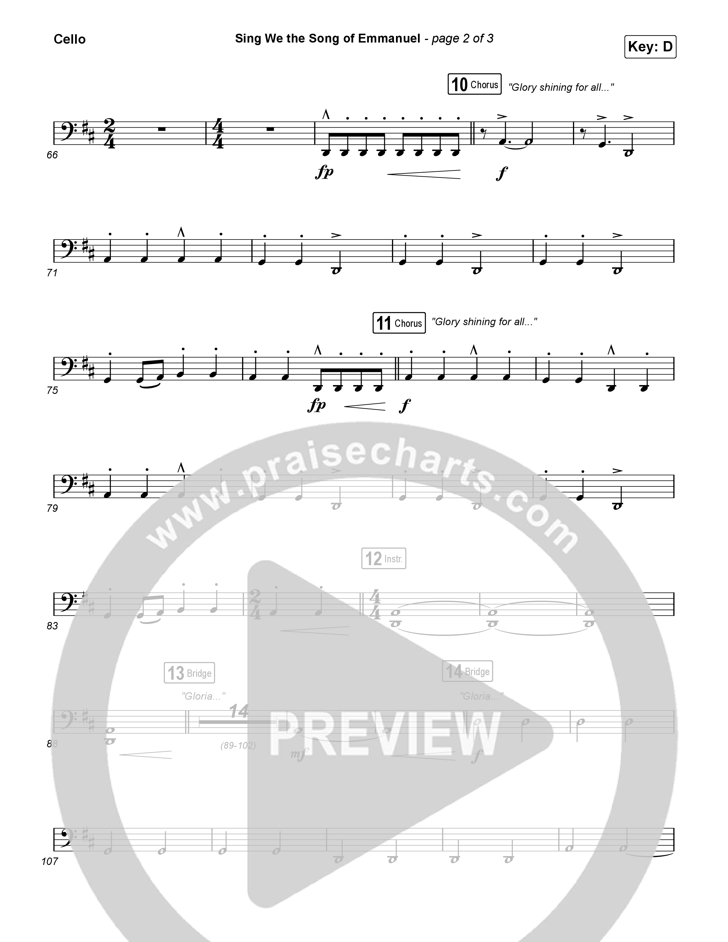 Sing We The Song Of Emmanuel (with Angels We Have Heard) (Choral/SATB) Cello (Travis Cottrell / Arr. Travis Cottrell / Orch. Travis Patton)
