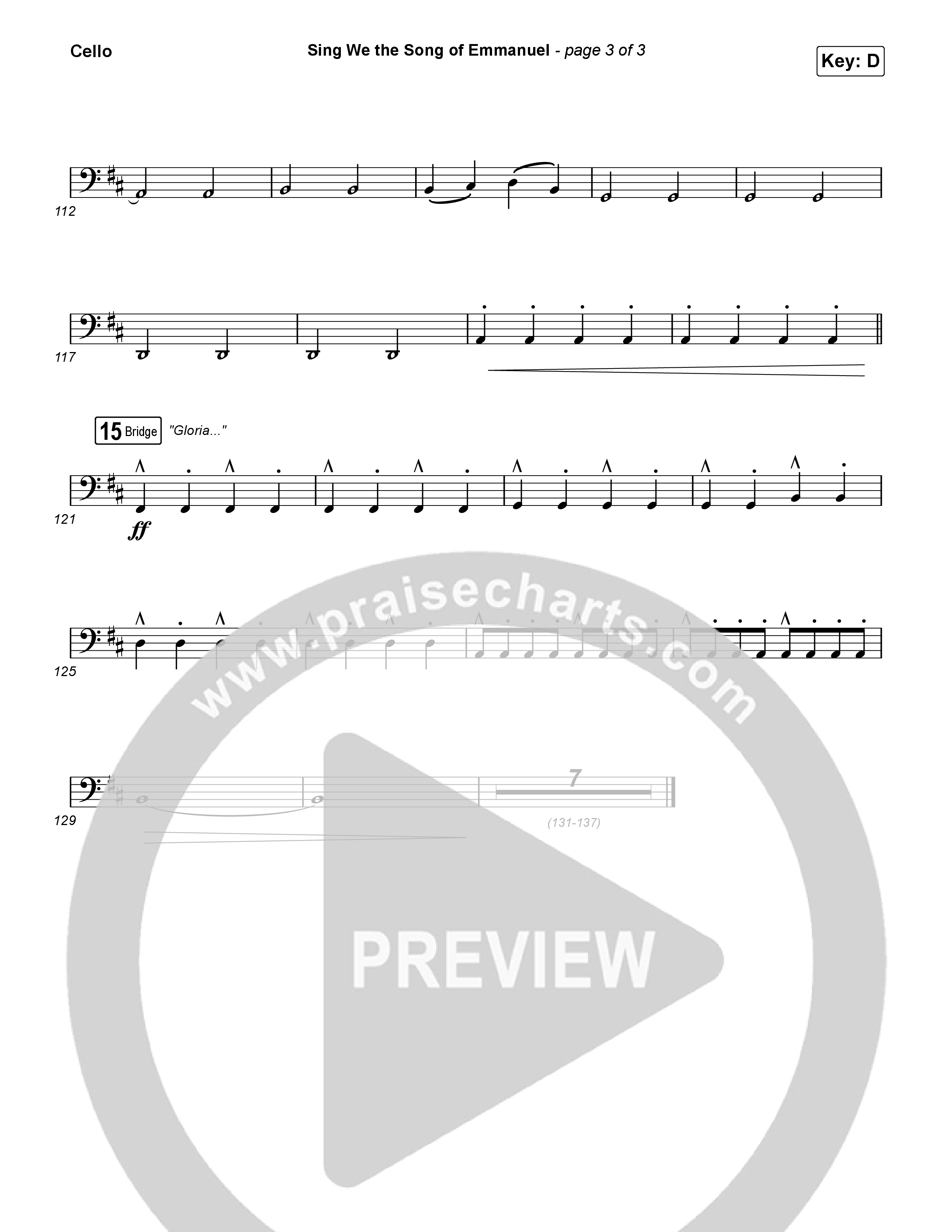 Sing We The Song Of Emmanuel (with Angels We Have Heard) (Choral/SATB) Cello (Travis Cottrell / Arr. Travis Cottrell / Orch. Travis Patton)
