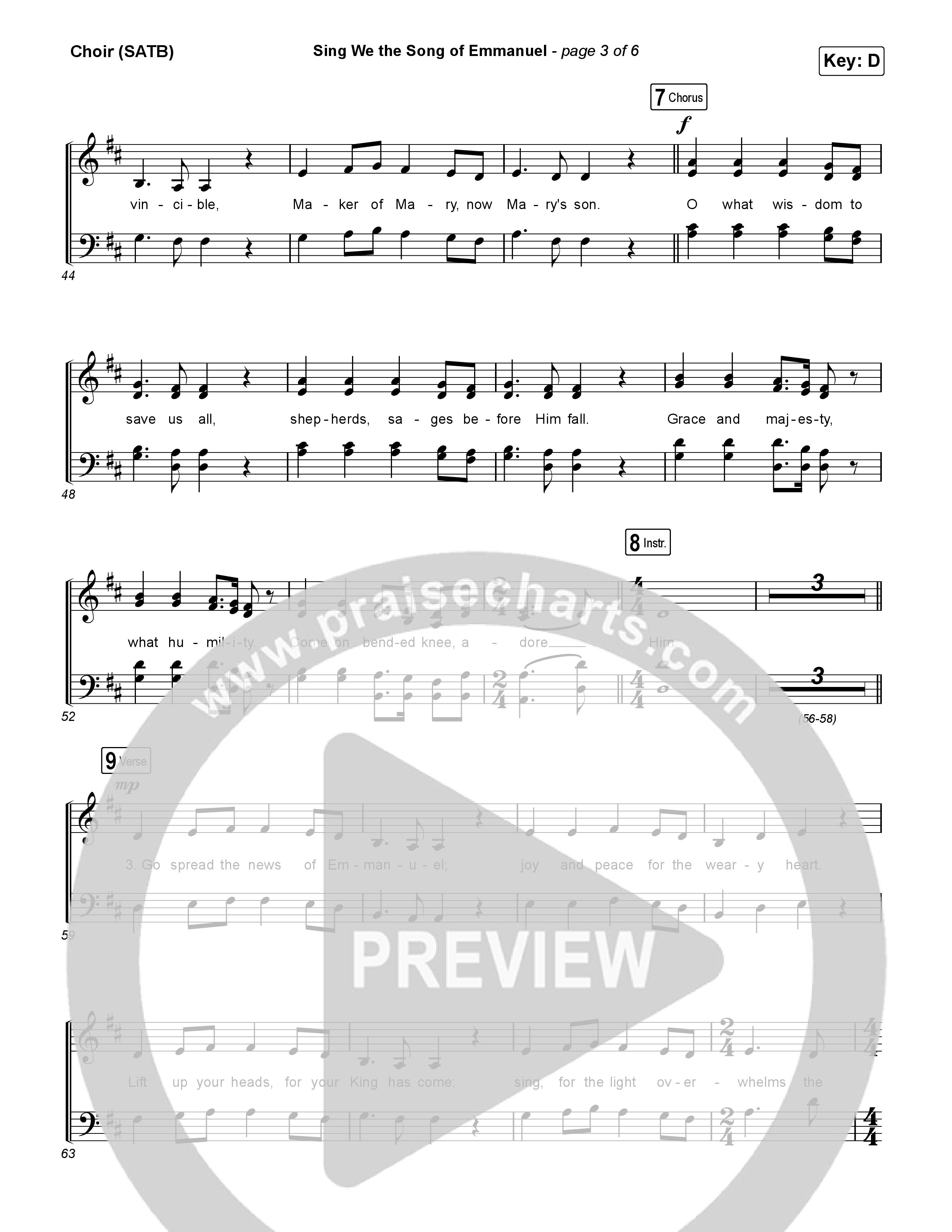 Sing We The Song Of Emmanuel (with Angels We Have Heard) (Choral/SATB) Choir Sheet (SATB) (Travis Cottrell / Arr. Travis Cottrell / Orch. Travis Patton)