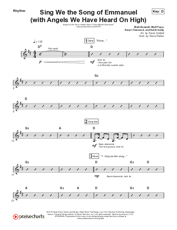 Sing We The Song Of Emmanuel (with Angels We Have Heard) Rhythm Chart (Travis Cottrell / Arr. Travis Cottrell / Orch. Travis Patton)