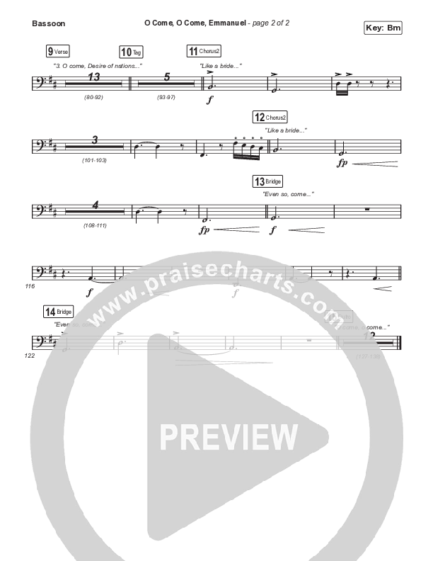 O Come O Come Emmanuel (with Even So Come) (Choral/SATB) Bassoon (Cheryl Stark / Arr. Travis Cottrell / Orch. Mason Brown)