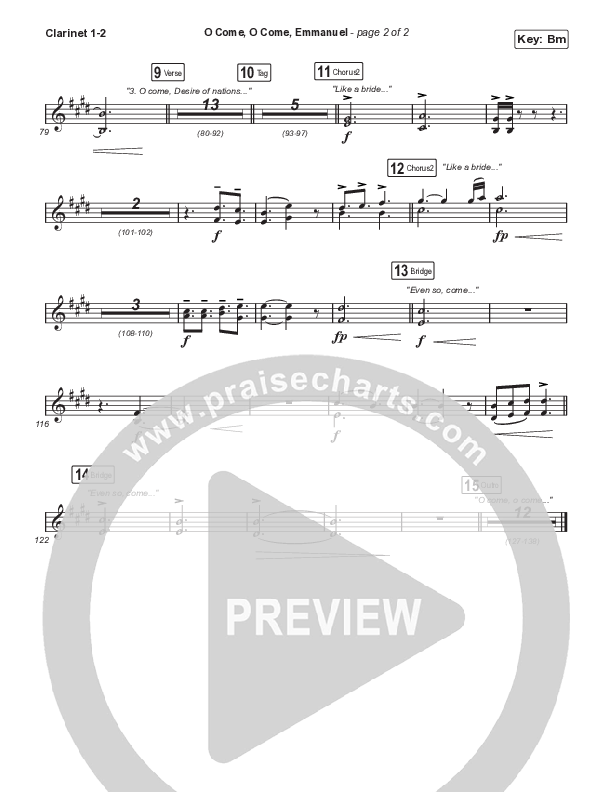 O Come O Come Emmanuel (with Even So Come) Clarinet 1/2 (Cheryl Stark / Arr. Travis Cottrell / Orch. Mason Brown)