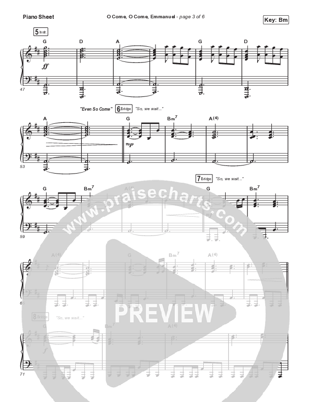 O Come O Come Emmanuel (with Even So Come) Piano Sheet (Cheryl Stark / Arr. Travis Cottrell / Orch. Mason Brown)