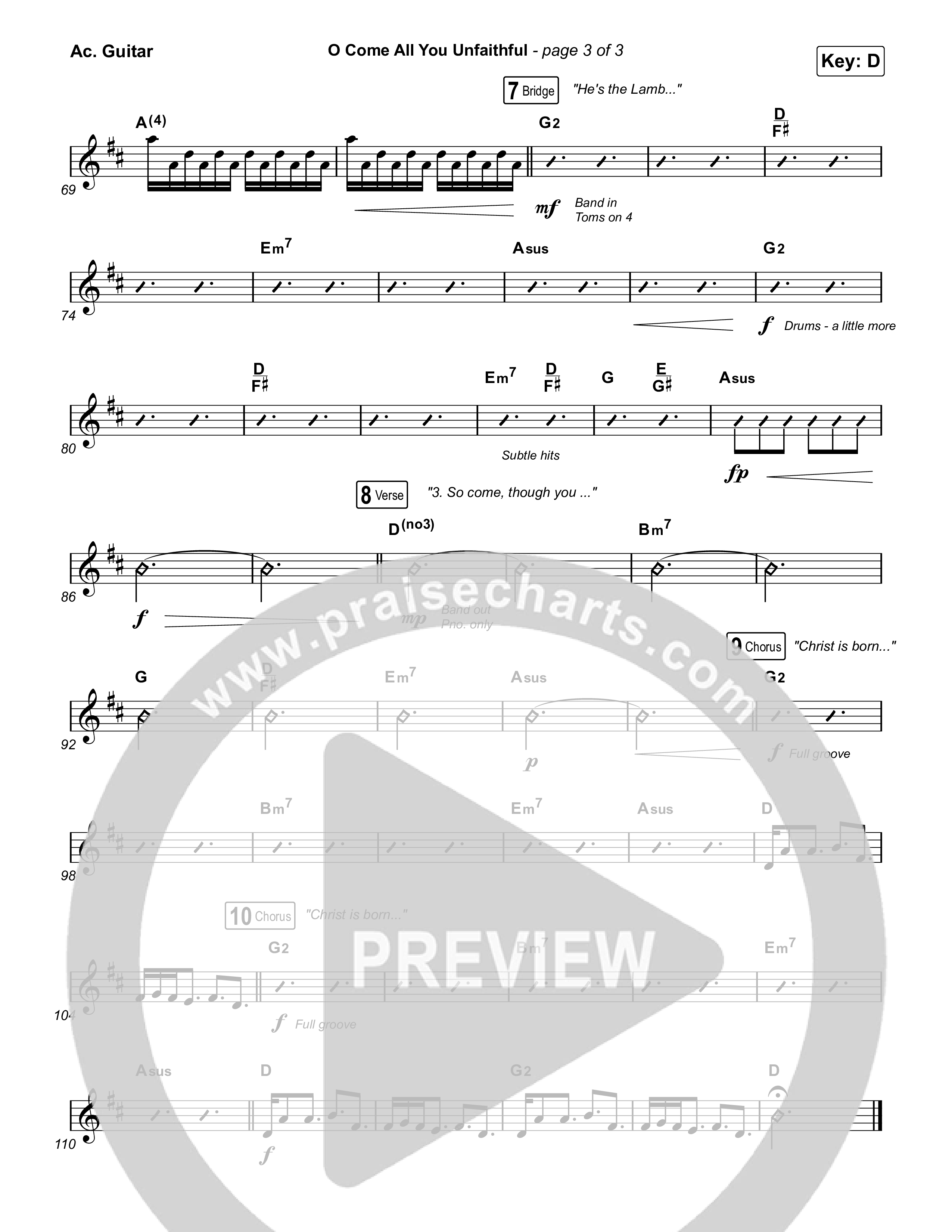 O Come All You Unfaithful (Choral/SATB) Acoustic Guitar (Brooke Voland / Arr. Travis Cottrell / Orch. Mason Brown)