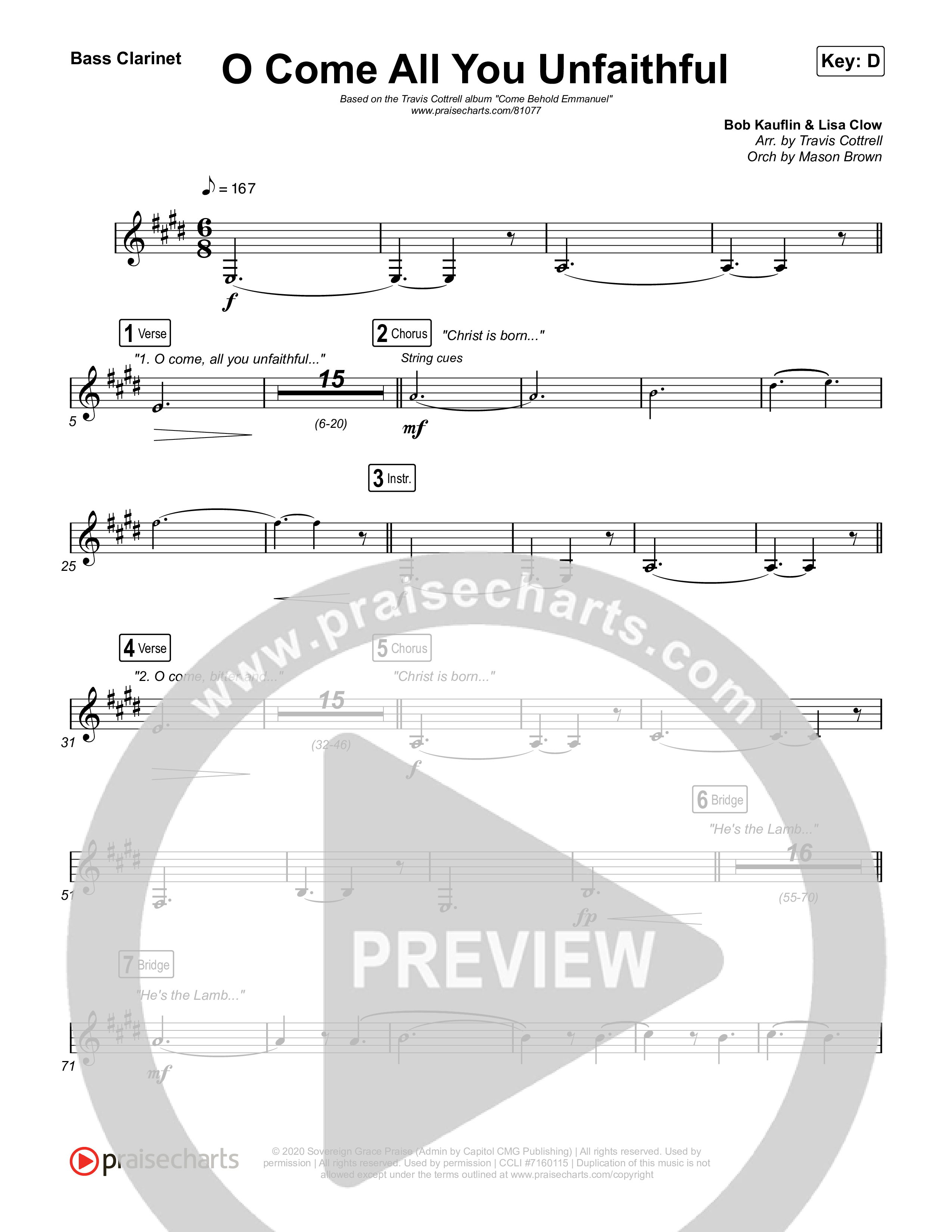 O Come All You Unfaithful (Choral/SATB) Bass Clarinet (Brooke Voland / Arr. Travis Cottrell / Orch. Mason Brown)