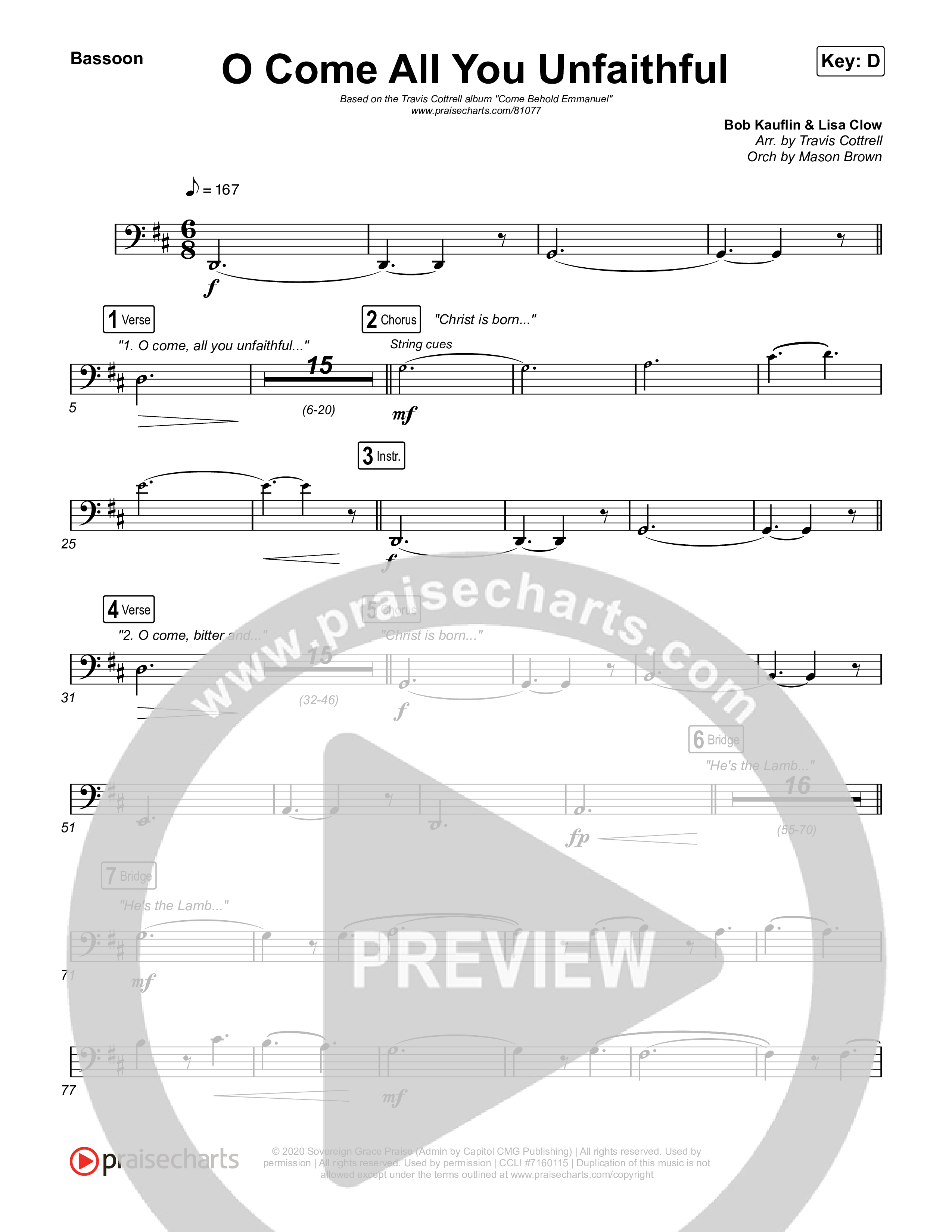 O Come All You Unfaithful (Choral/SATB) Bassoon (Brooke Voland / Arr. Travis Cottrell / Orch. Mason Brown)