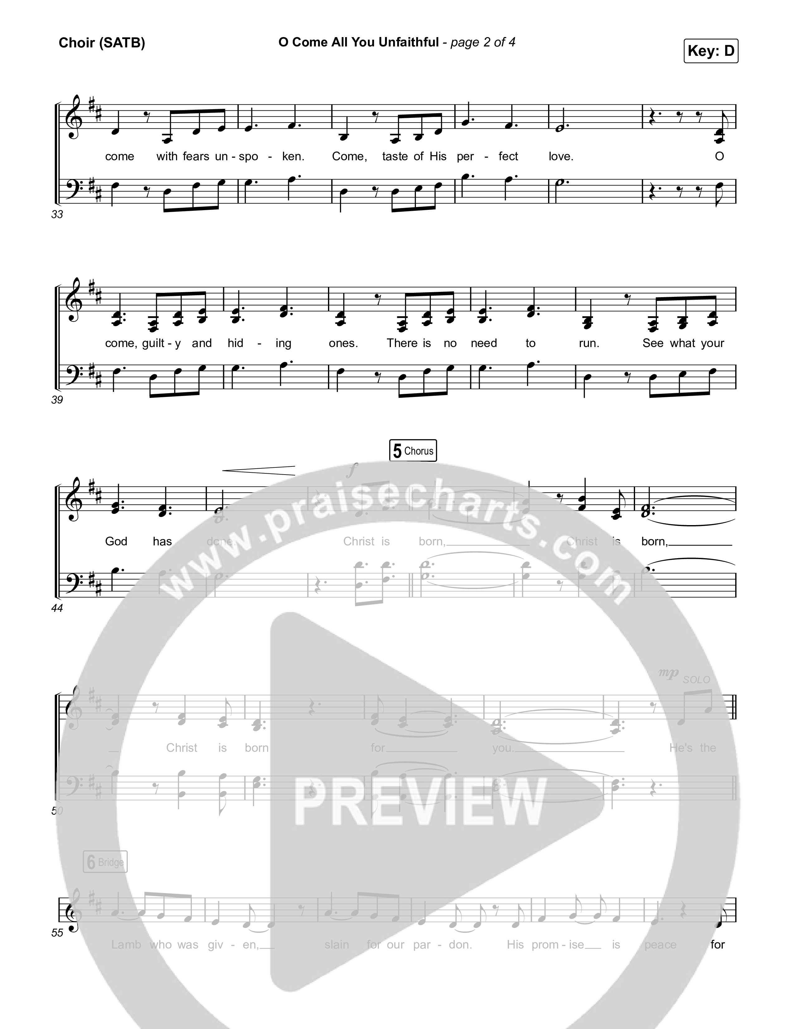 O Come All You Unfaithful (Choral/SATB) Choir Sheet (SATB) (Brooke Voland / Arr. Travis Cottrell / Orch. Mason Brown)