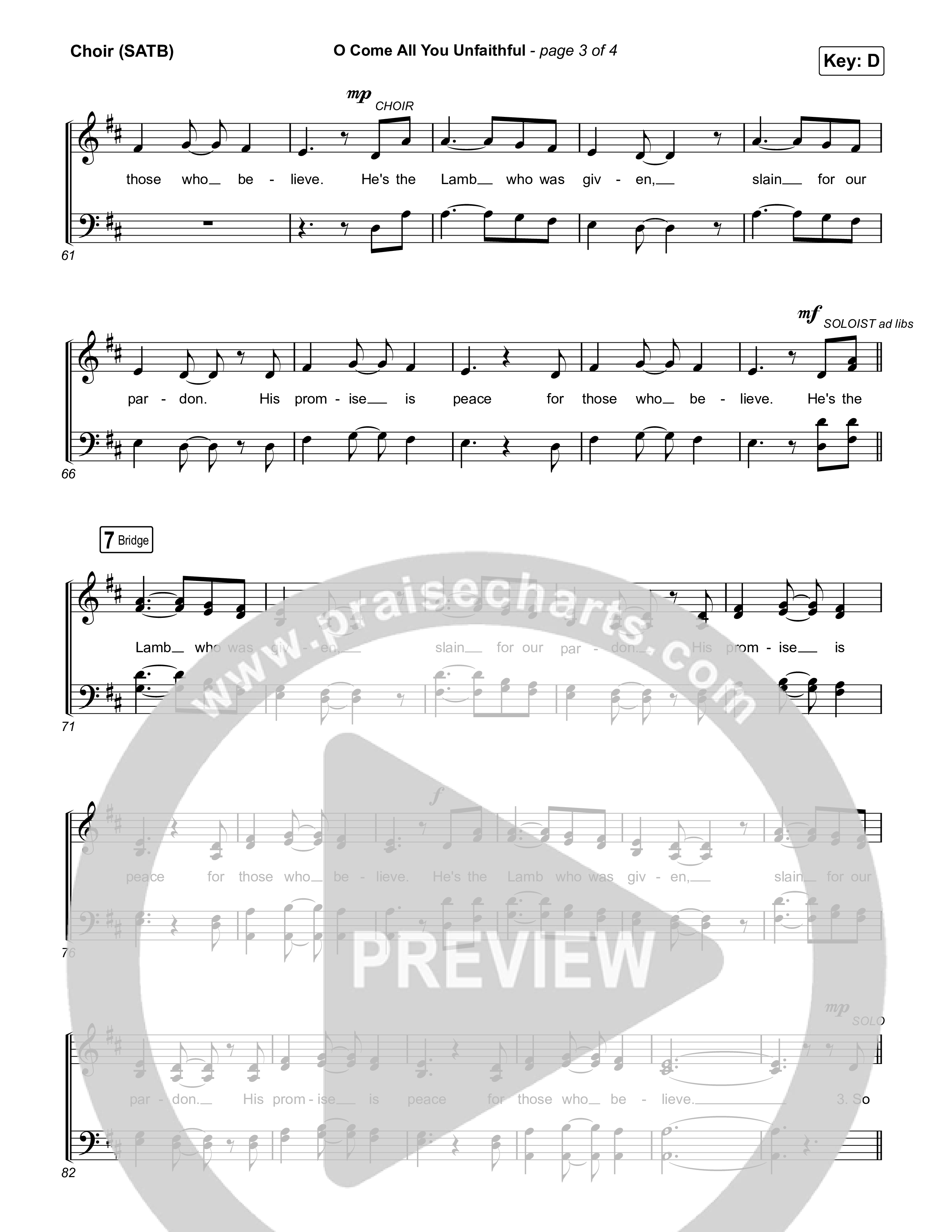 O Come All You Unfaithful (Choral/SATB) Choir Sheet (SATB) (Brooke Voland / Arr. Travis Cottrell / Orch. Mason Brown)