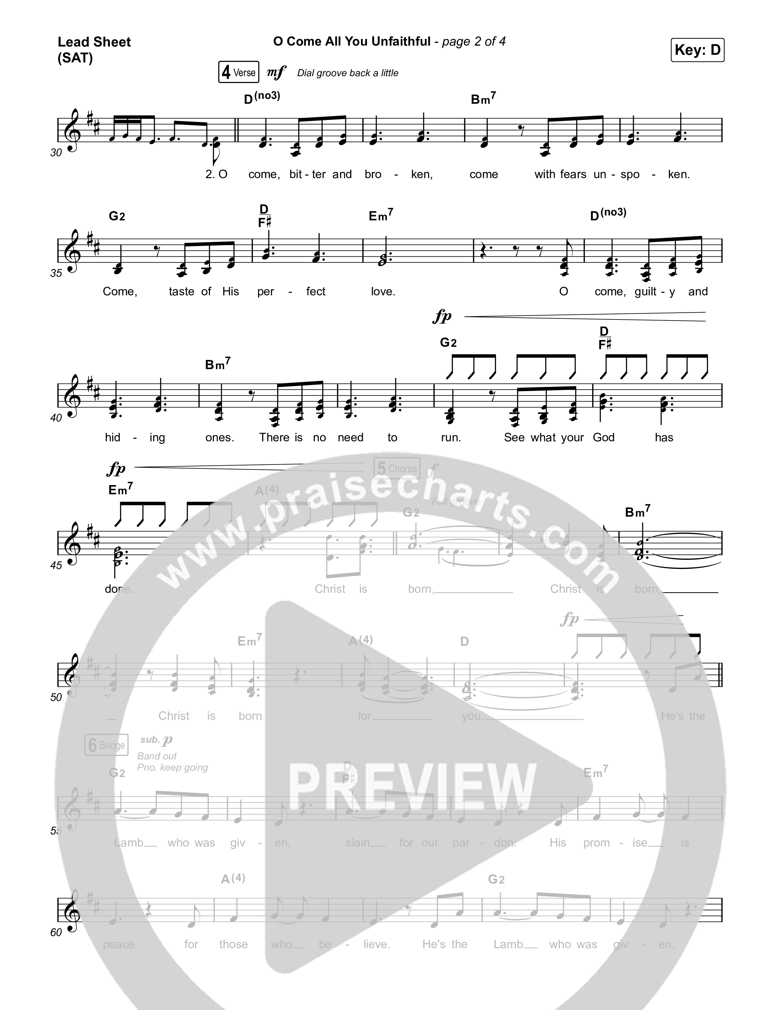 O Come All You Unfaithful Lead Sheet (SAT) (Brooke Voland / Arr. Travis Cottrell / Orch. Mason Brown)