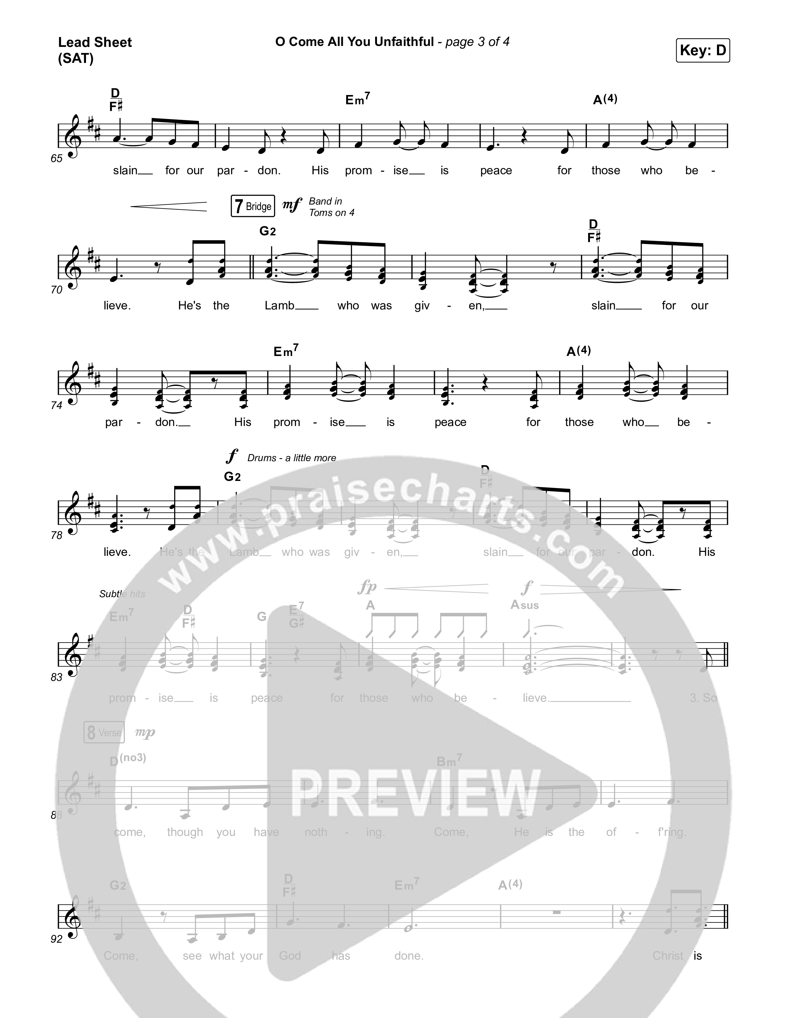 O Come All You Unfaithful Lead Sheet (SAT) (Brooke Voland / Arr. Travis Cottrell / Orch. Mason Brown)