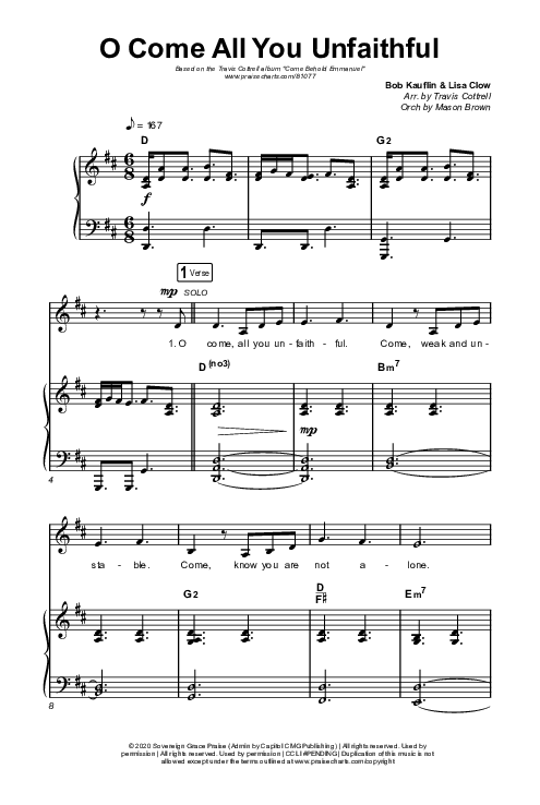 O Come All You Unfaithful Octavo (SATB & Pno) (Brooke Voland / Arr. Travis Cottrell / Orch. Mason Brown)