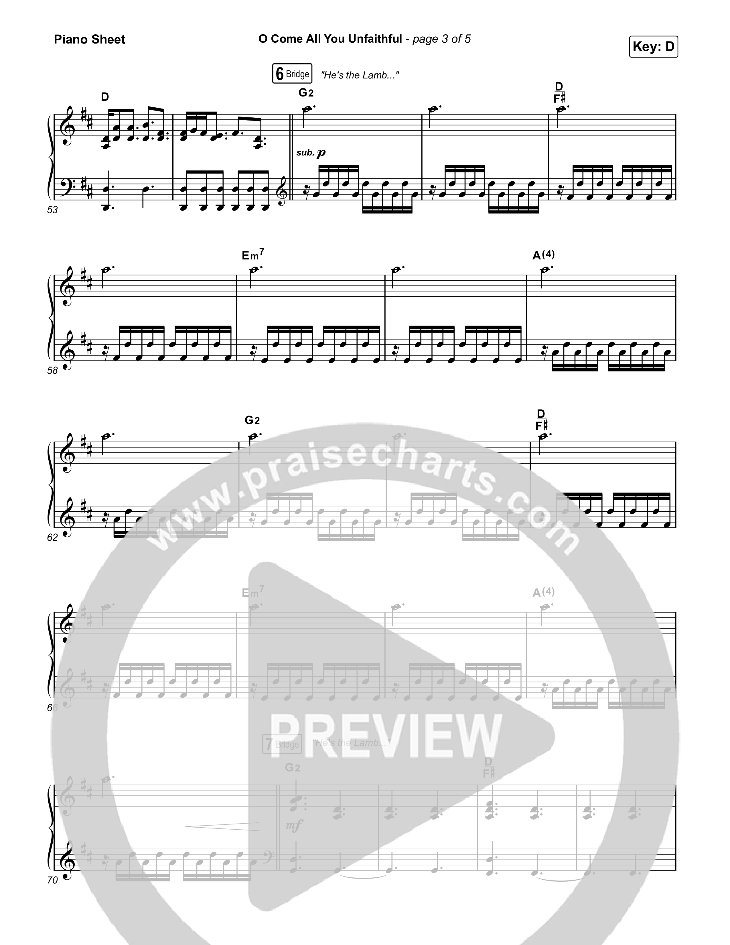 O Come All You Unfaithful (Choral/SATB) Piano Sheet (Brooke Voland / Arr. Travis Cottrell / Orch. Mason Brown)