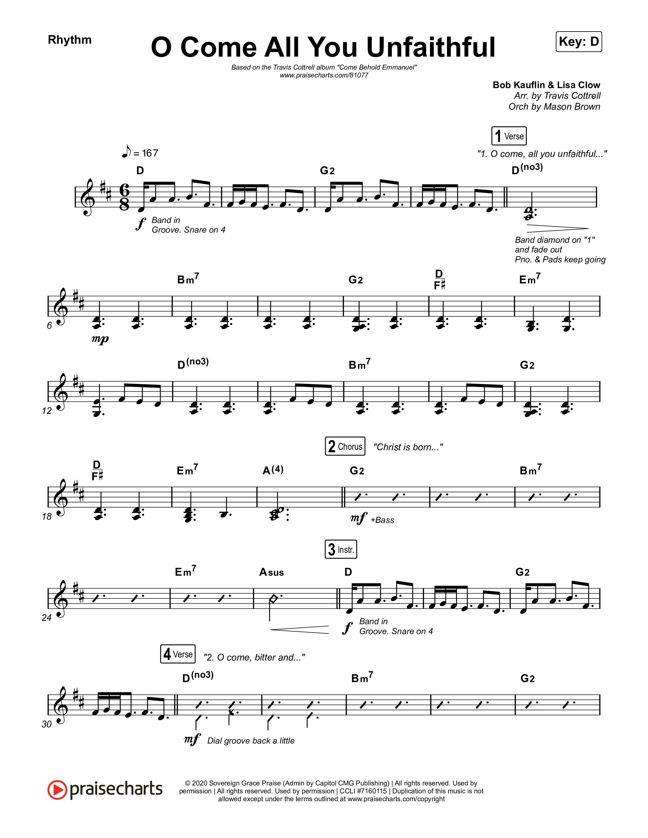 O Come All You Unfaithful Rhythm Chart (Brooke Voland / Arr. Travis Cottrell / Orch. Mason Brown)