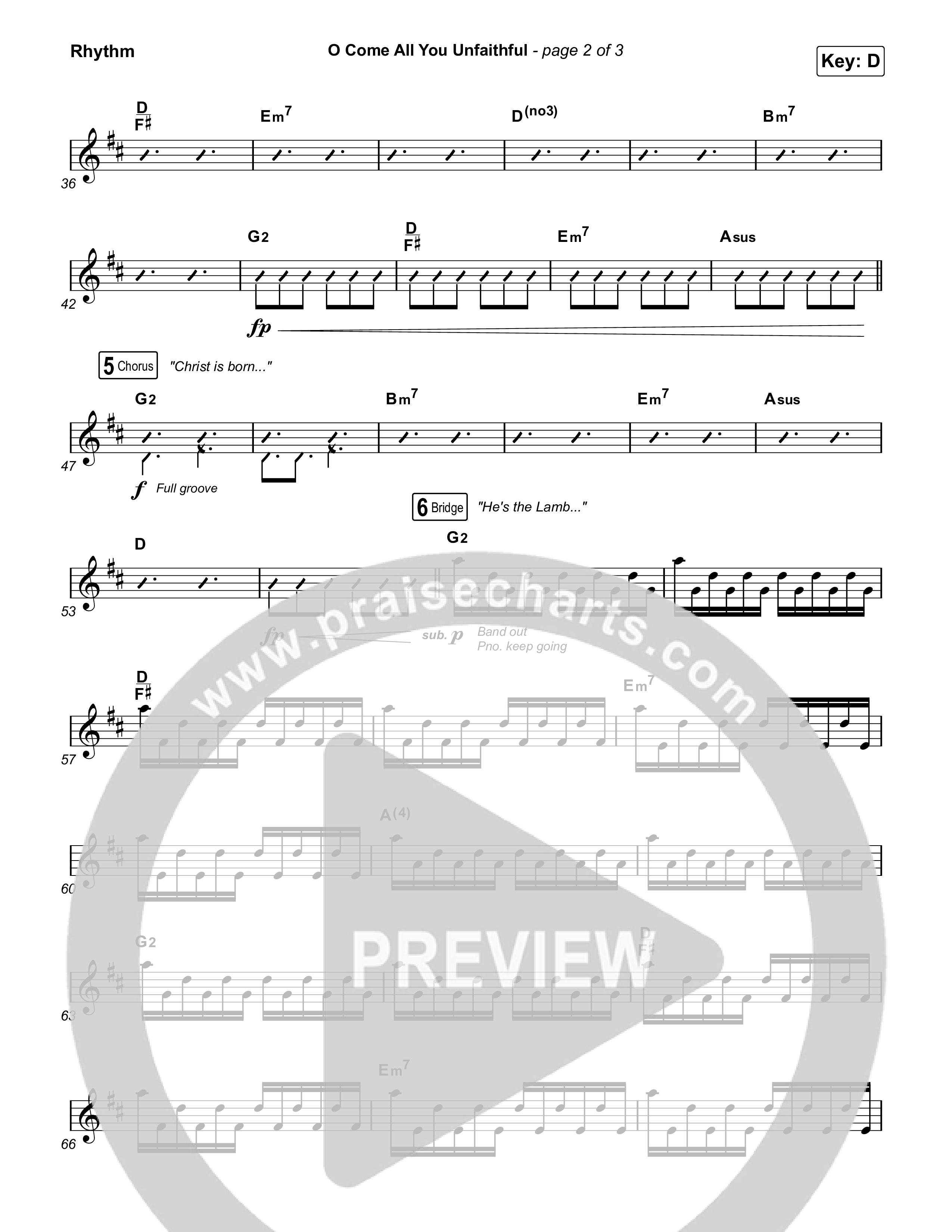 O Come All You Unfaithful Rhythm Chart (Brooke Voland / Arr. Travis Cottrell / Orch. Mason Brown)