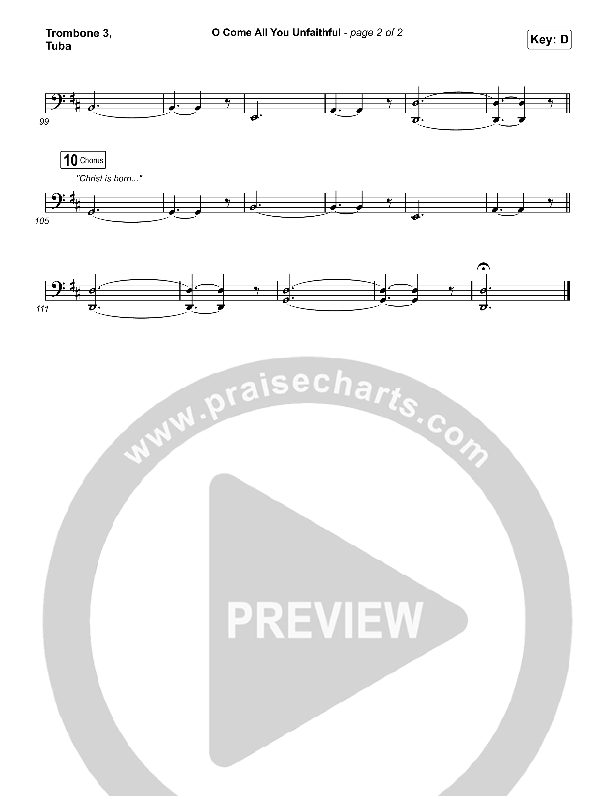 O Come All You Unfaithful (Choral/SATB) Trombone 3/Tuba (Brooke Voland / Arr. Travis Cottrell / Orch. Mason Brown)