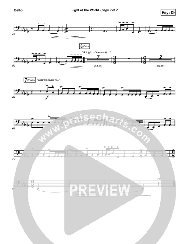 Light Of The World (Sing Hallelujah) (Choral/SATB) Cello (Brooke Voland / Arr. Travis Cottrell / Orch. Travis Patton)