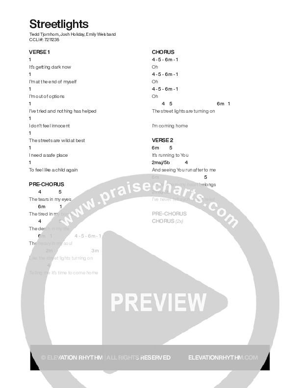 Streetlights Chord Chart (ELEVATION RHYTHM)