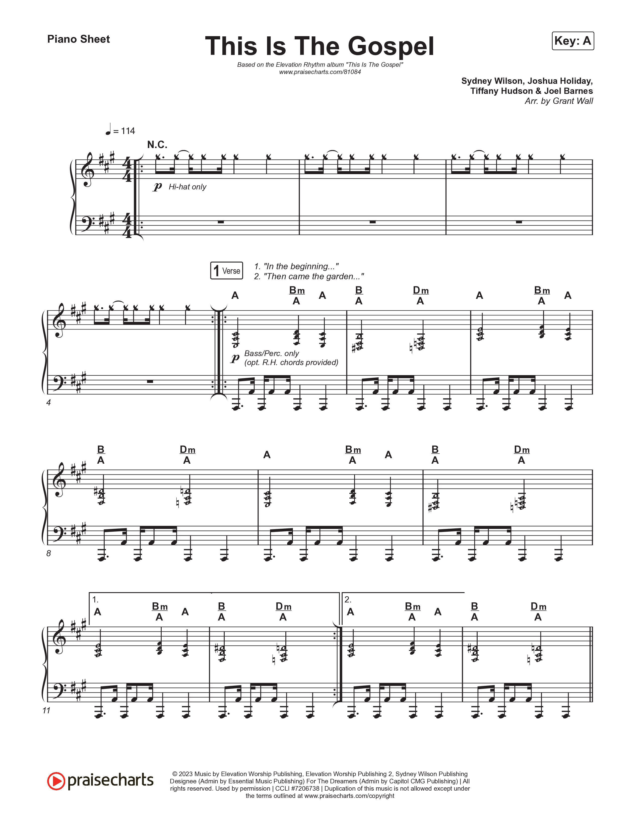 This Is The Gospel Piano Sheet (ELEVATION RHYTHM)