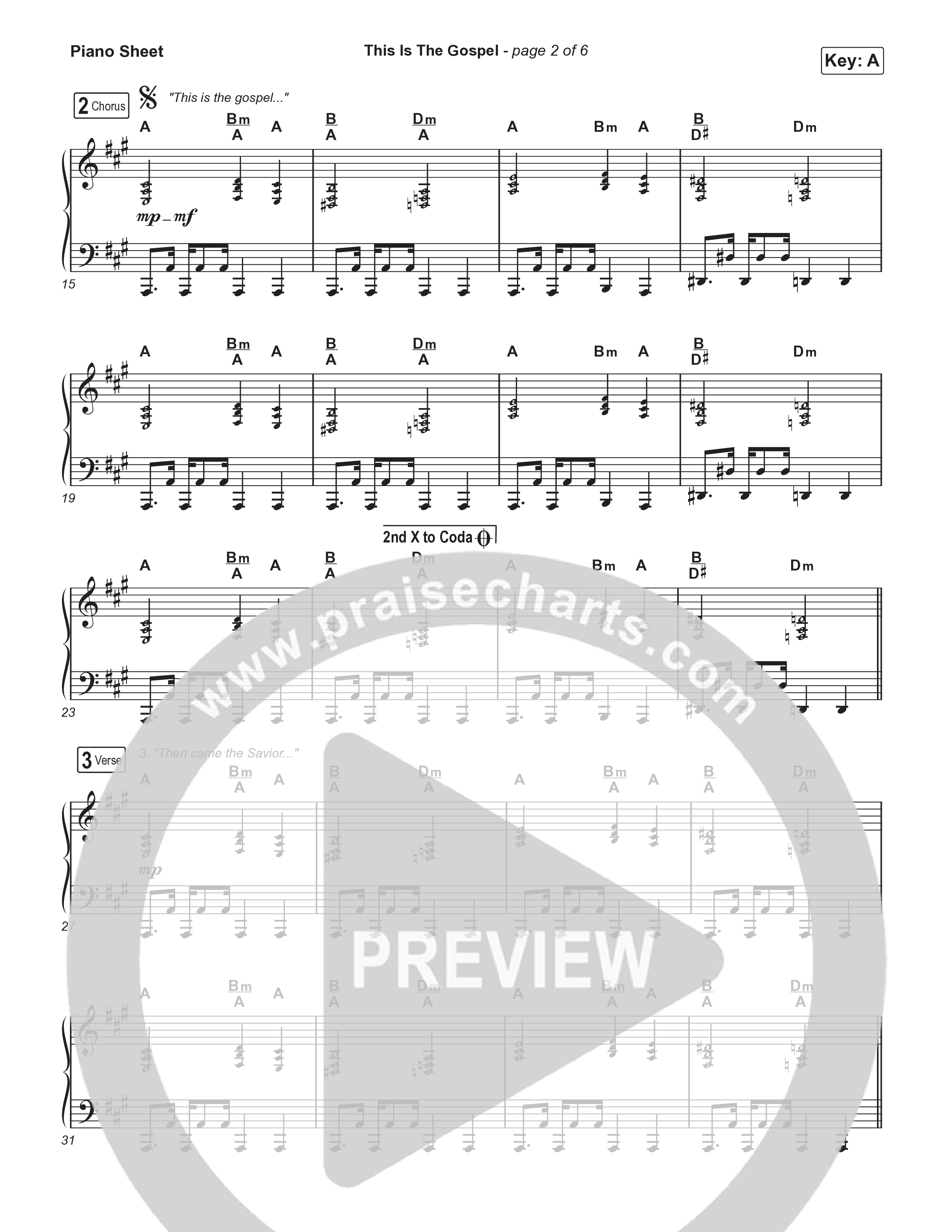 This Is The Gospel Piano Sheet (ELEVATION RHYTHM)