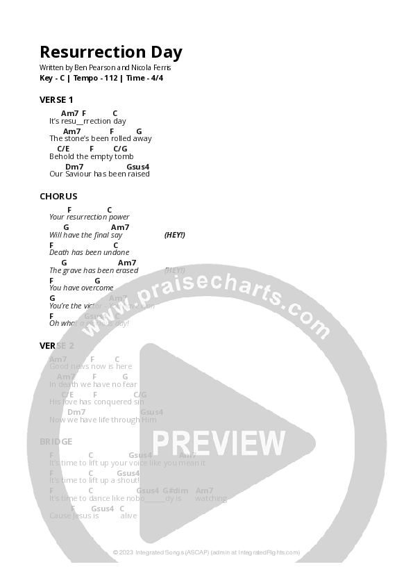 Resurrection Day Chord Chart (Ben Pearson)