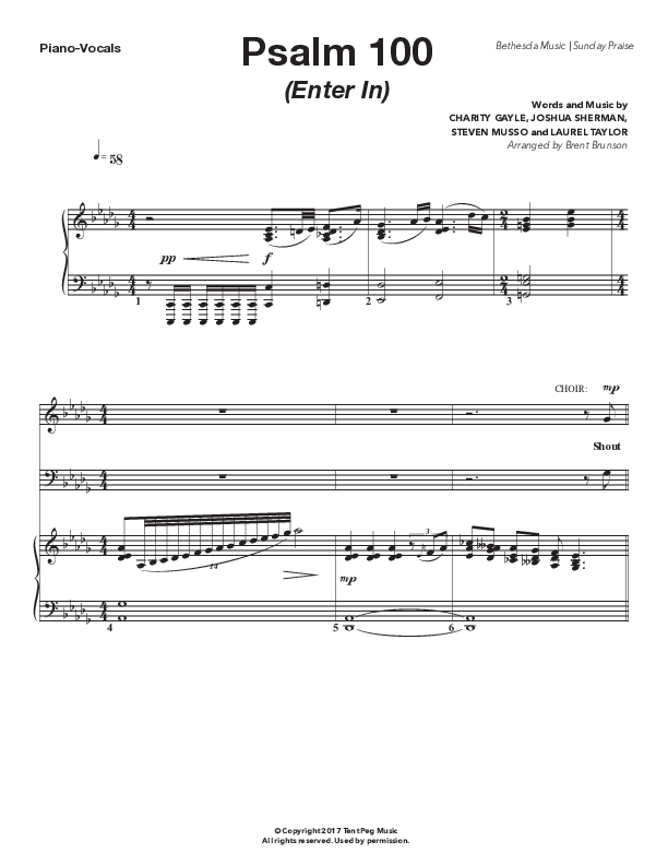 Psalm 100 (Enter In) (Live) Anthem (SATB/Piano) (Bethesda Music / Arr. Brent Brunson)