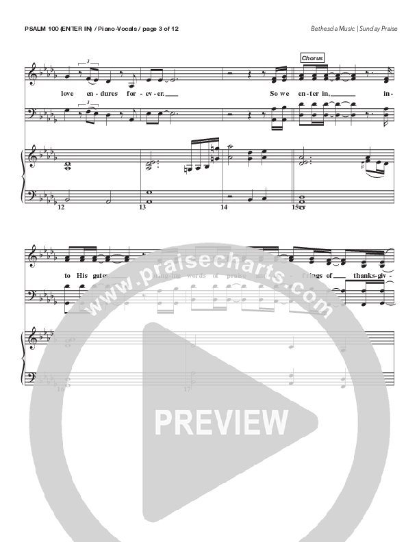 Psalm 100 (Enter In) (Live) Anthem (SATB/Piano) (Bethesda Music / Arr. Brent Brunson)
