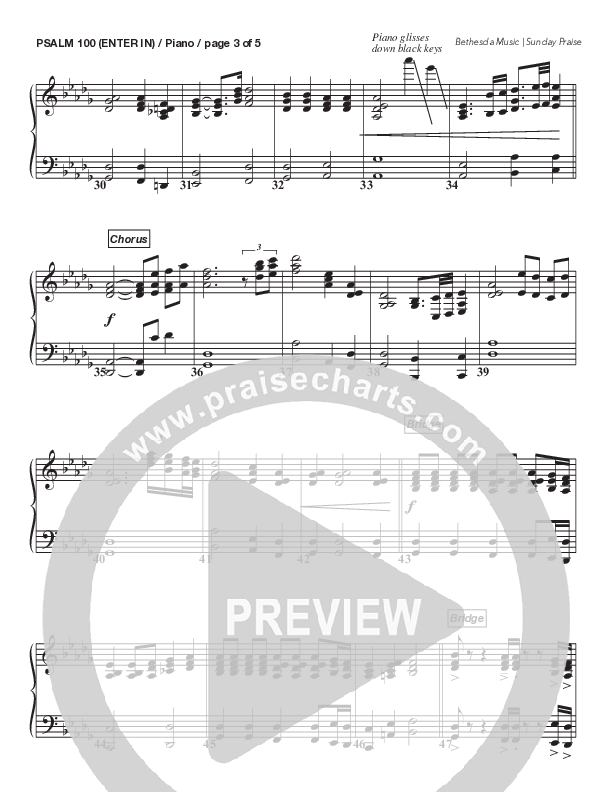 Psalm 100 (Enter In) (Live) Piano Sheet (Bethesda Music / Arr. Brent Brunson)