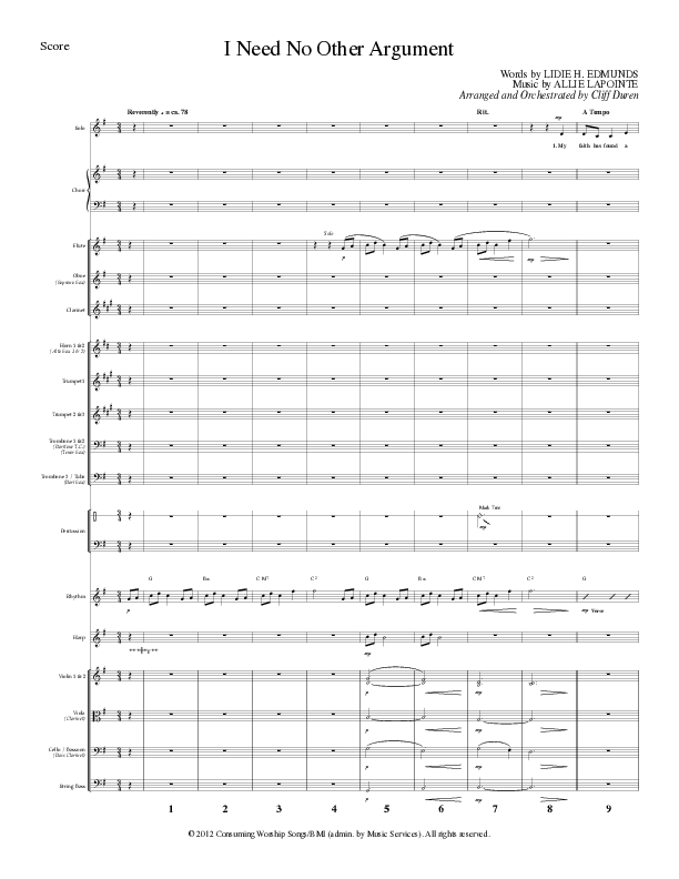 I Need No Other Argument (Choral Anthem SATB) Conductor's Score (Lillenas Choral / Arr. Cliff Duren)