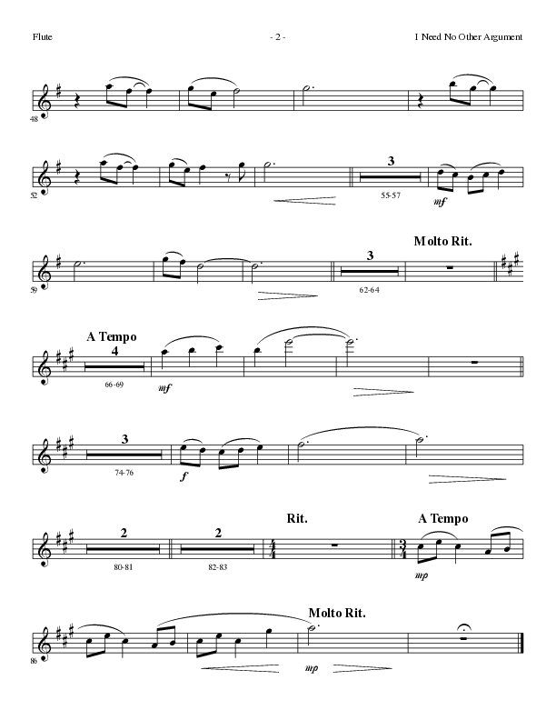 I Need No Other Argument (Choral Anthem SATB) Flute (Lillenas Choral / Arr. Cliff Duren)