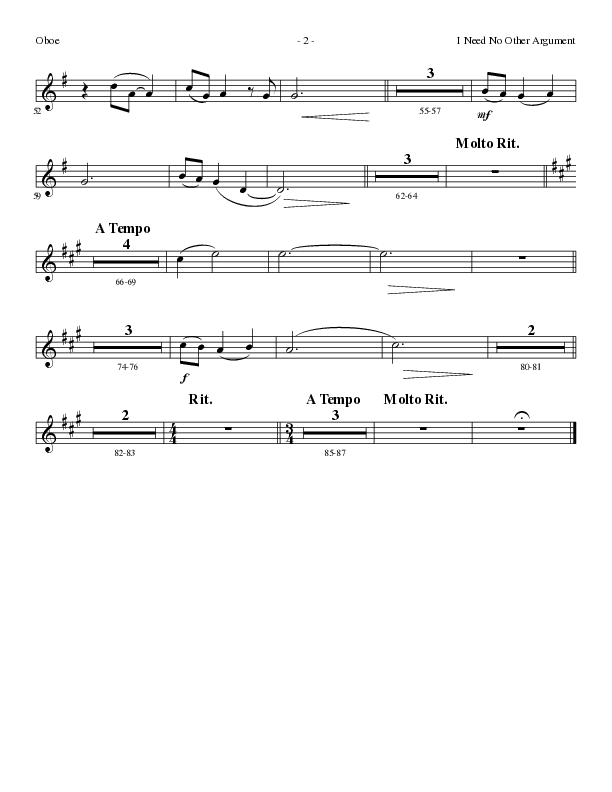 I Need No Other Argument (Choral Anthem SATB) Oboe (Lillenas Choral / Arr. Cliff Duren)