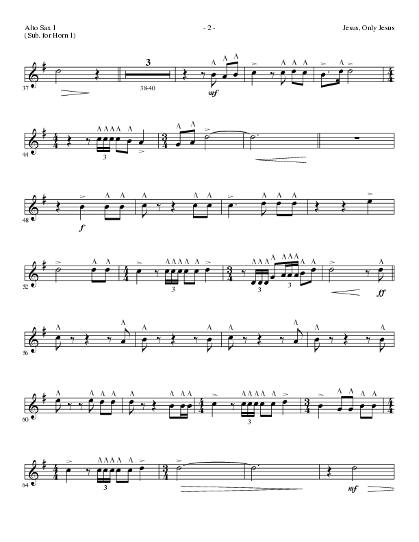 Jesus Only Jesus (Choral Anthem SATB) Alto Sax (Lillenas Choral / Arr. David Clydesdale)