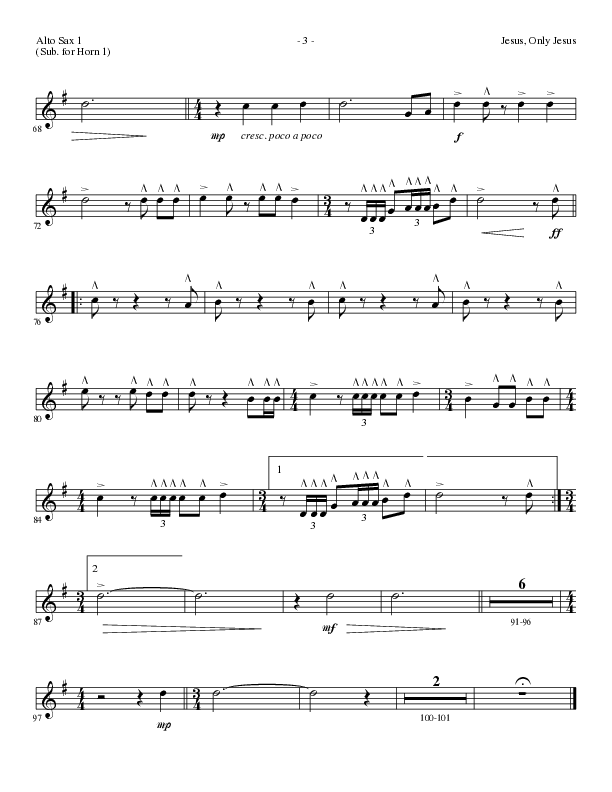 Jesus Only Jesus (Choral Anthem SATB) Alto Sax (Lillenas Choral / Arr. David Clydesdale)