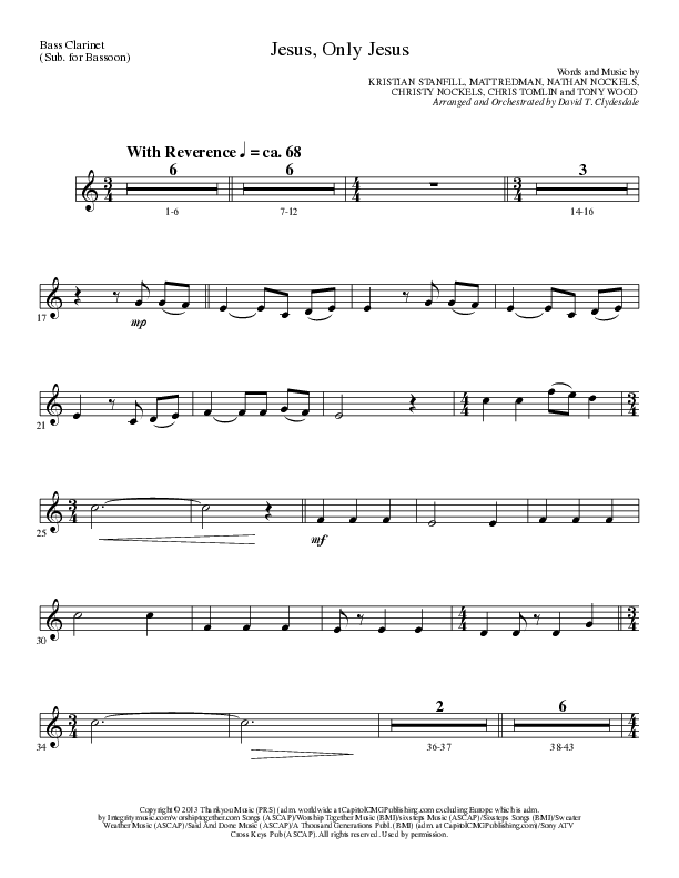Jesus Only Jesus (Choral Anthem SATB) Bass Clarinet (Lillenas Choral / Arr. David Clydesdale)