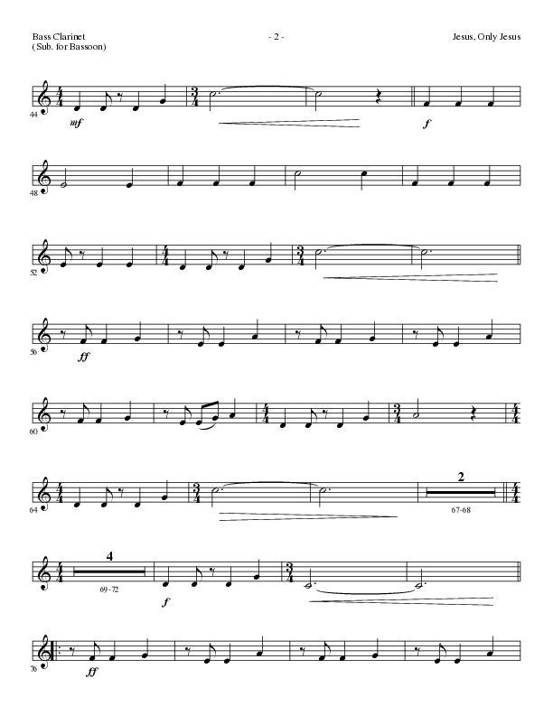 Jesus Only Jesus (Choral Anthem SATB) Bass Clarinet (Lillenas Choral / Arr. David Clydesdale)