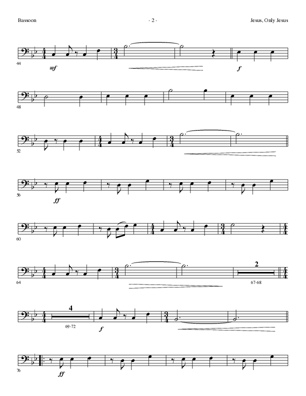 Jesus Only Jesus (Choral Anthem SATB) Bassoon (Lillenas Choral / Arr. David Clydesdale)