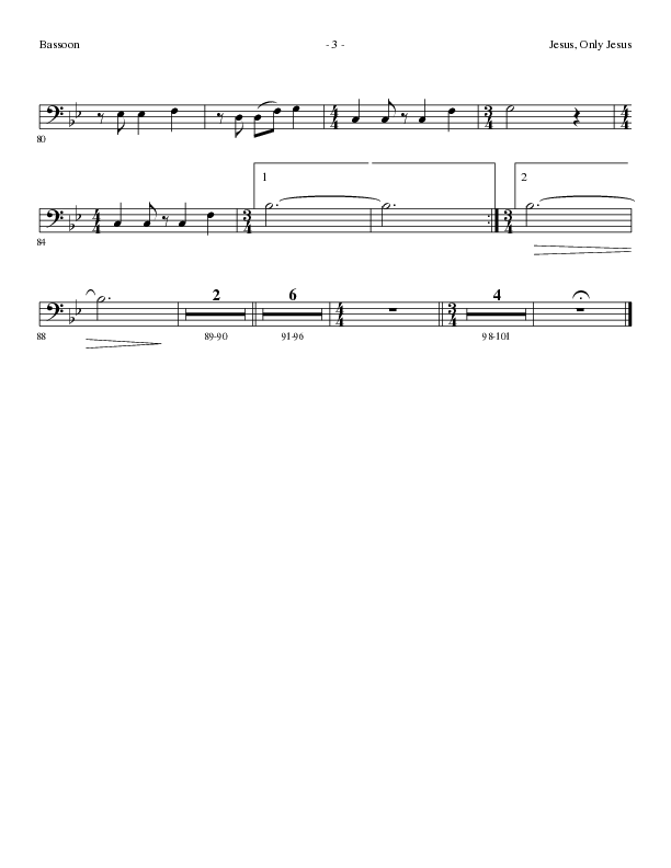 Jesus Only Jesus (Choral Anthem SATB) Bassoon (Lillenas Choral / Arr. David Clydesdale)