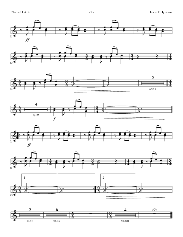 Jesus Only Jesus (Choral Anthem SATB) Clarinet 1/2 (Lillenas Choral / Arr. David Clydesdale)