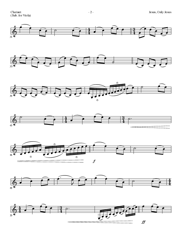 Jesus Only Jesus (Choral Anthem SATB) Clarinet (Lillenas Choral / Arr. David Clydesdale)