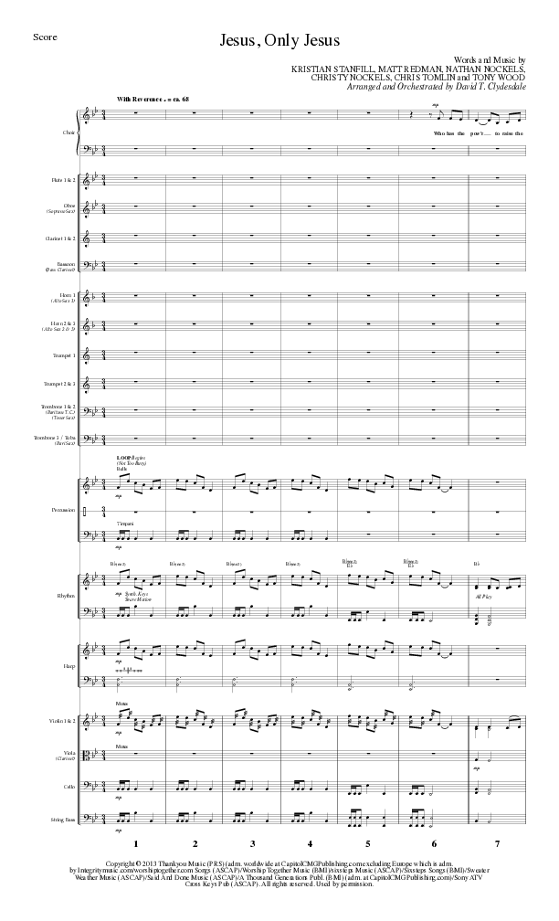 Jesus Only Jesus (Choral Anthem SATB) Orchestration (Lillenas Choral / Arr. David Clydesdale)