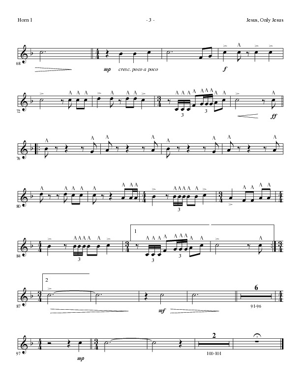 Jesus Only Jesus (Choral Anthem SATB) French Horn 1 (Lillenas Choral / Arr. David Clydesdale)